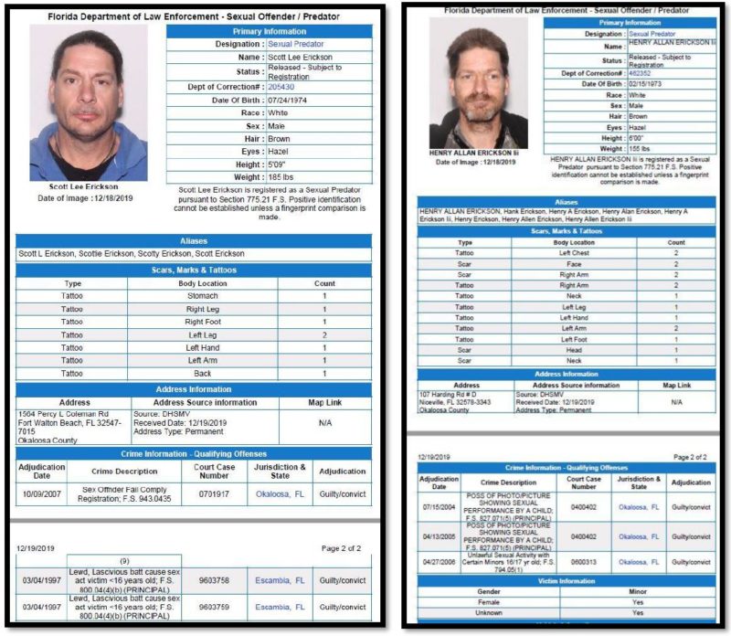 Erickson Sexual Predator Notification