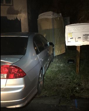 Pursuit ends at portable toilet
